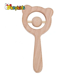 High Quality Natural Wooden Ring Rattle For Newborns W08K283