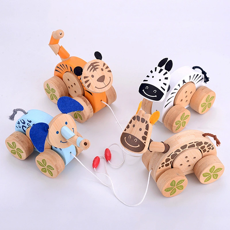 Customize preschool wooden animal car toy for kids W05B180