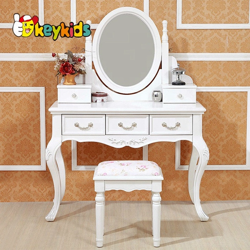 Wholesale Cheapest Wooden Toy Dressing Table With Mirror And Stool W08H017