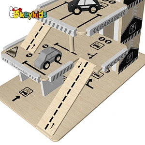 New design interactive pretend play wooden toy parking garage for children W04B009B