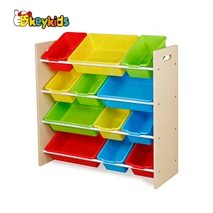 wholesale 12 pieces wooden toy shelves with bins W08C039