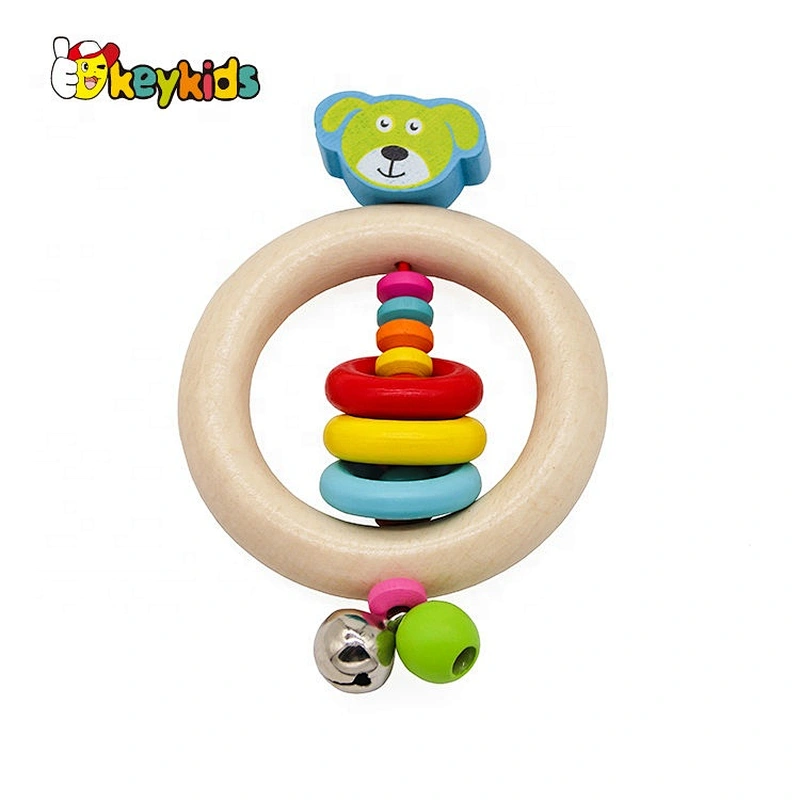 Hot sale play gym beech wooden teething ring baby rattle toys W08K307