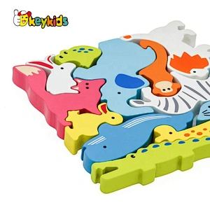 Customize educational wooden animal block puzzle for children W14A253