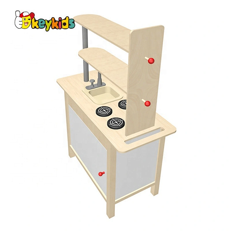New design kids interactive play wooden cooking play set with real water W10C626