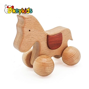 wholesale cheap baby wooden animal toy car with high quality W04A236