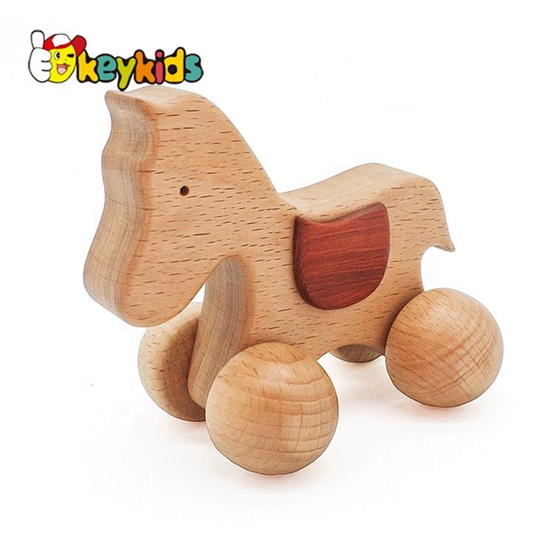wholesale cheap baby wooden animal toy car with high quality W04A236