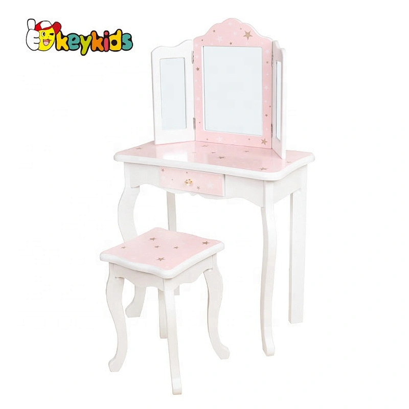 hot sale modern wooden white dressing table with chair W08H072