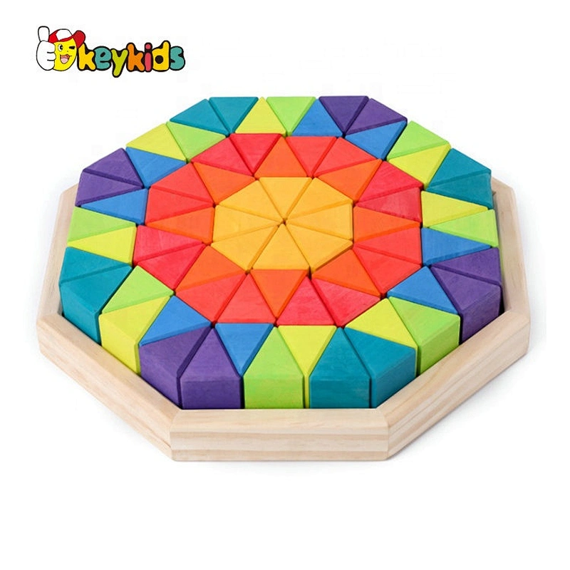 2020 New arrival 72PCS preschool wooden toy blocks for kids W13A209B
