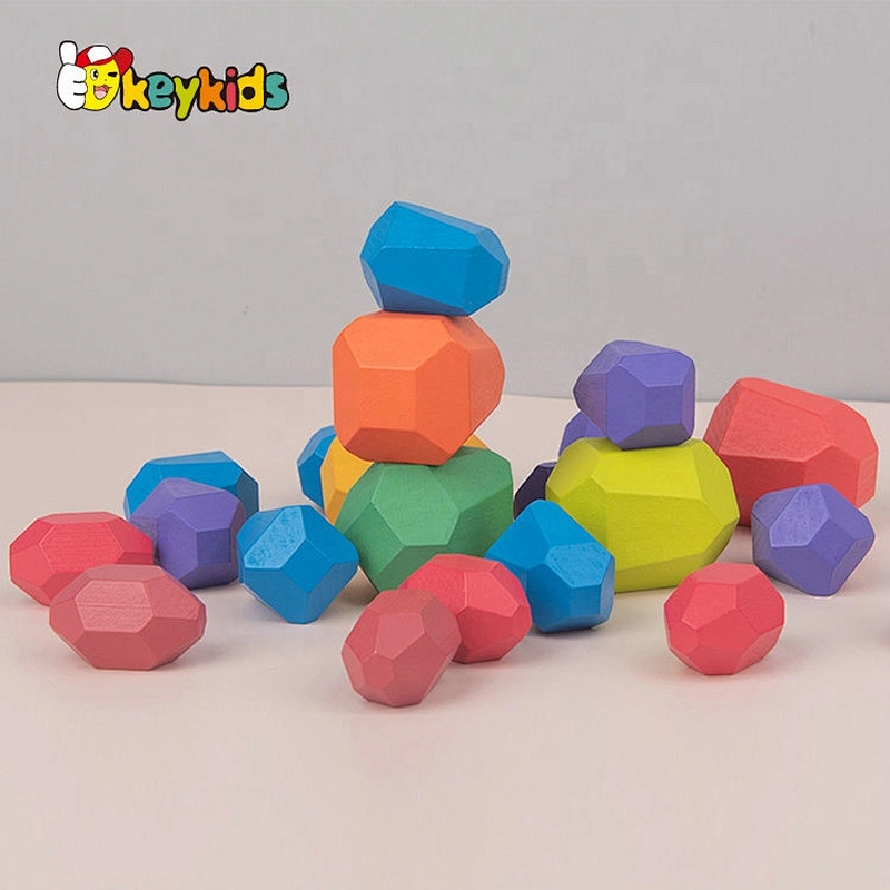 Customize 21PCS stone shape wooden blocks toy for children W13D298