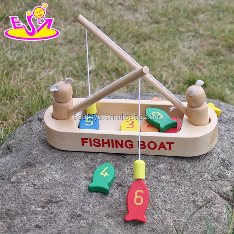 2017 New design childhood play toy wooden fishing boat toy W01A193
