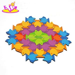 Customize different colors 3d wooden fish puzzle for kids W14A183