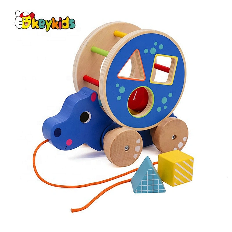 Hot Selling Educational Hippo Wooden Push Toys For Babies For Kids W05B182