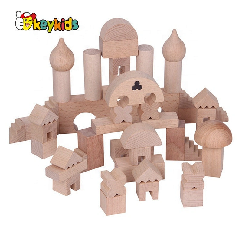 2019 Top sale 52PCS educational DIY wooden building blocks toys for kids W13A153