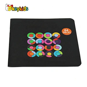2021 Hot selling 64 pcs educational wooden shape puzzles for toddlers W14A256