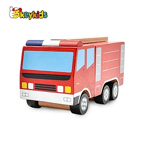 2020 New design red wooden small fire truck toy for kids W04A459