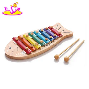 Promotional lovely wooden mini kids drum kit with 2 sticks W07J040