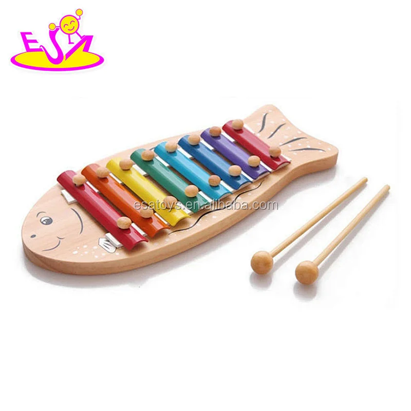 Promotional lovely wooden mini kids drum kit with 2 sticks W07J040