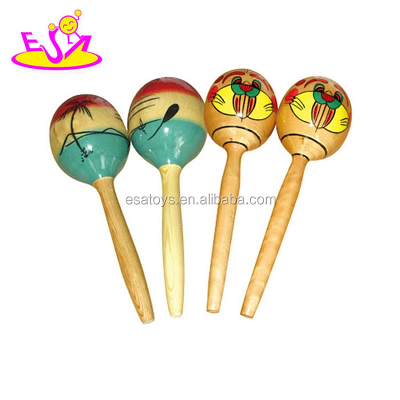 Hot sale kid musical wooden maracas sound for wholesale W07I054