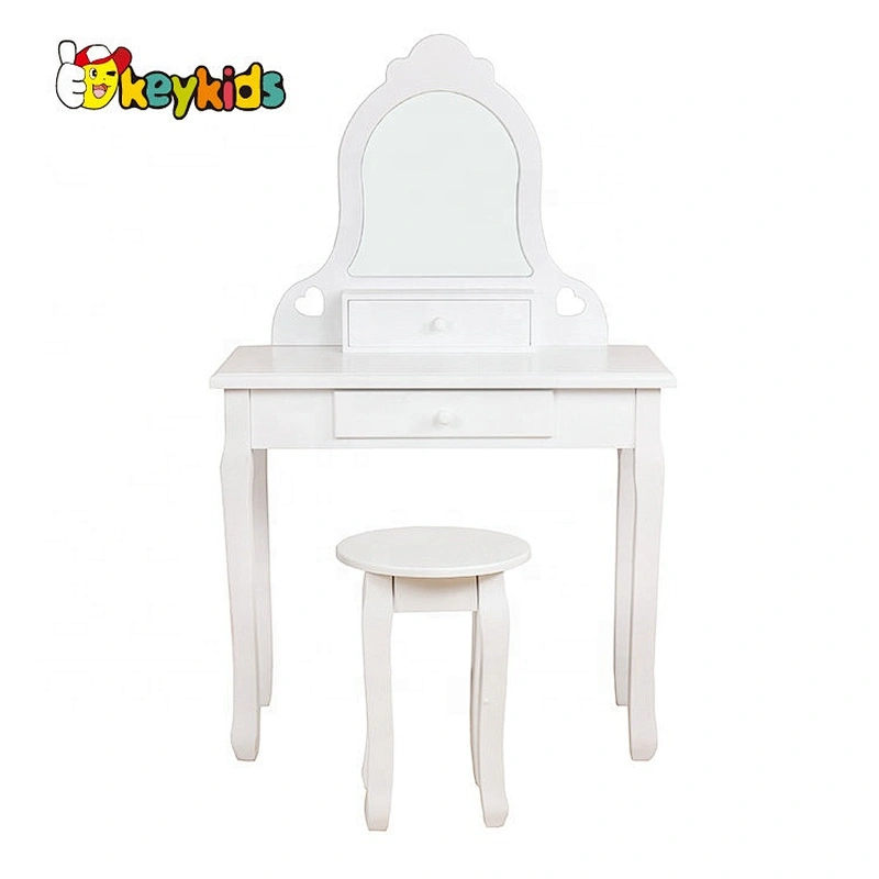 hot sale modern wooden white dressing table with chair W08H072