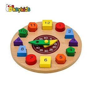 New hottest early teaching wooden shape sort clock for kids W14K055