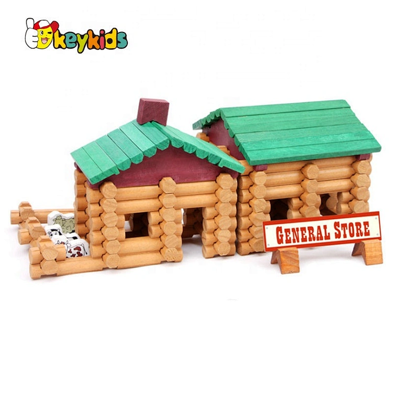 wholesale educational wooden build house toy for kids W14G051