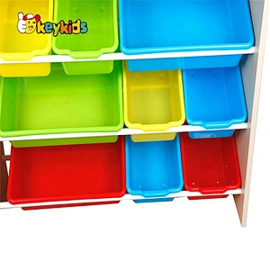 wholesale 12 pieces wooden toy shelves with bins W08C039