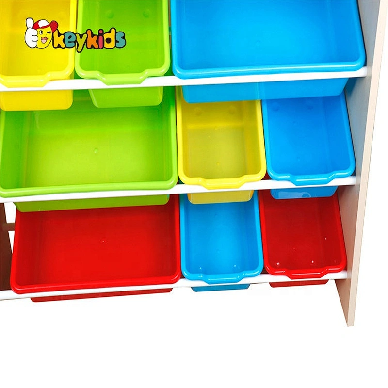 wholesale 12 pieces wooden toy shelves with bins W08C039