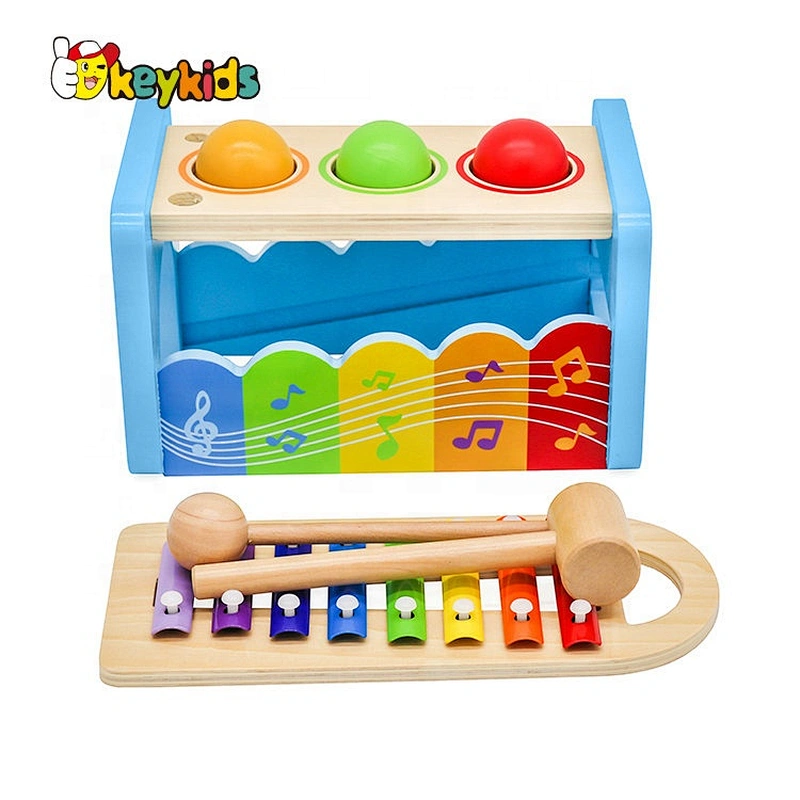Customize musical toys wooden tap and pound hammer bench for kids W07C091B