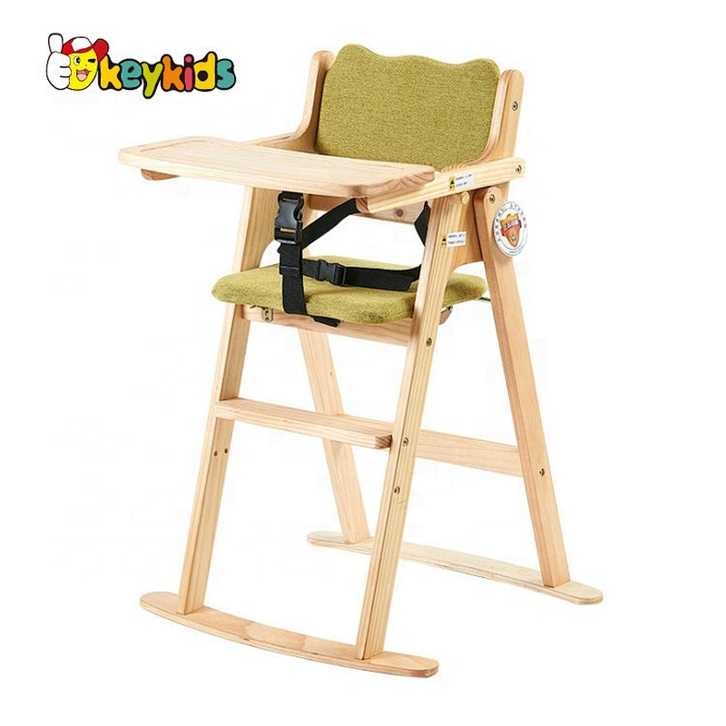 2020 Custom foldable kids wooden high chair for feeding W08F052