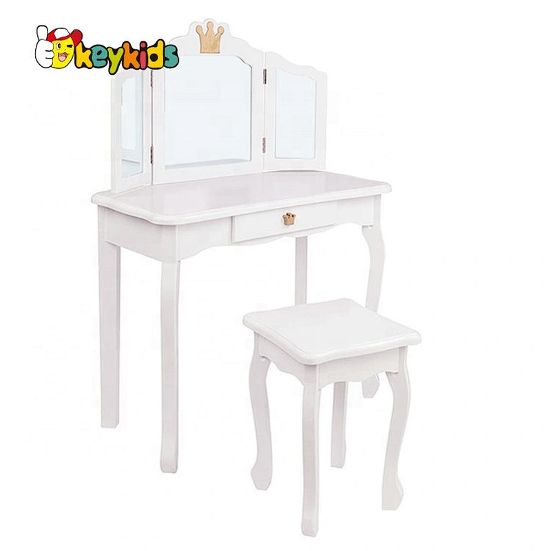 On sale girls pink wooden vanity dressing table with mirror W08H127A