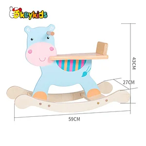 High quality kids wooden lion rocking horse for wholesale W16D128