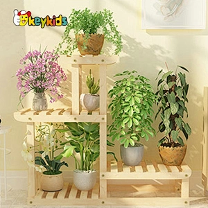 Top sale multi-tier classical wooden plant display stand with wheels W08H116B