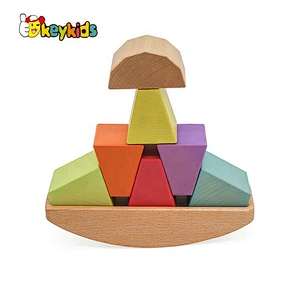 Customize rainbow colored wooden balancing blocks for kids W11F091