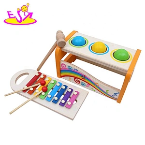 2018 New hottest pound and tap wooden hammer musical toys with slide out xylophone W07C078