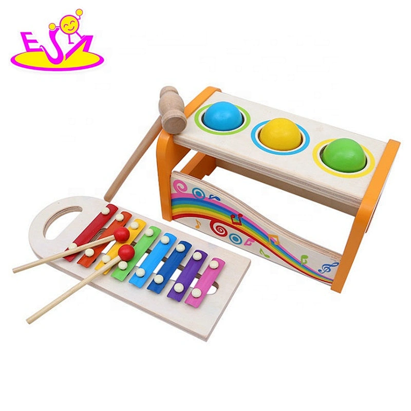 2018 New hottest pound and tap wooden hammer musical toys with slide out xylophone W07C078