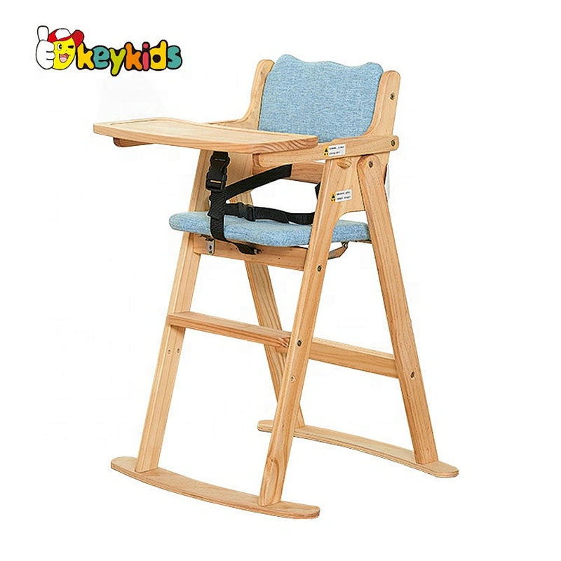 2020 Custom foldable kids wooden high chair for feeding W08F052
