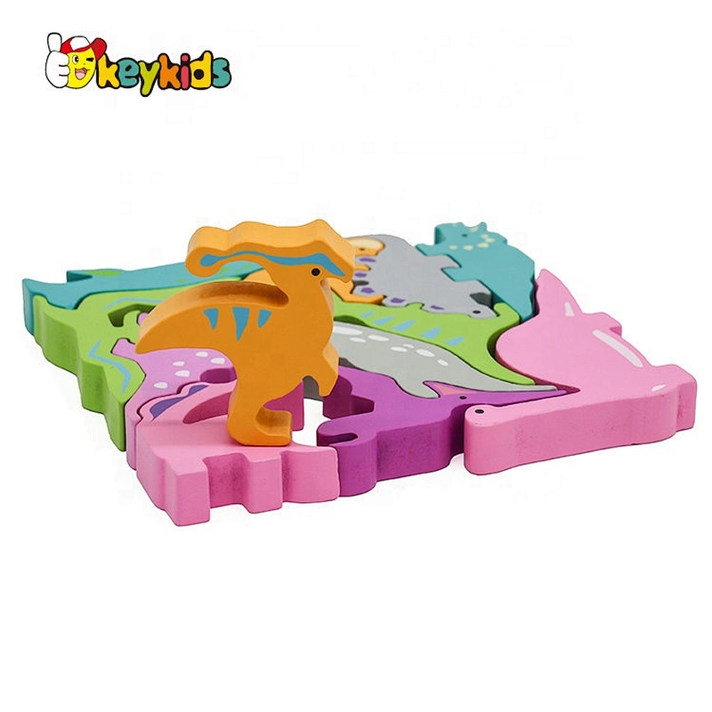 2021 Hot selling dinosaurs shape wooden block puzzle for children W14A251