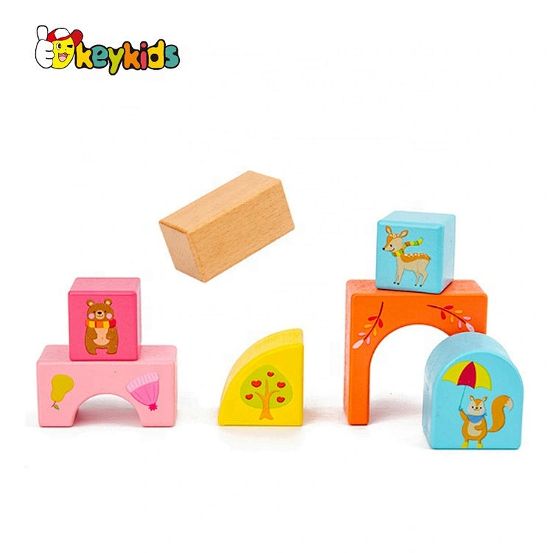 2021 Montessori educational natural wooden number block toy for kids W12E094