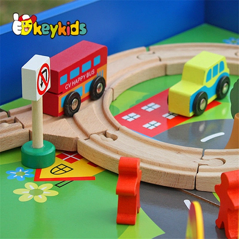 New arrival wooden railway train toy for kid,Fashion wooden railway train set,Roller coaster Track table for wholesale W04C009A