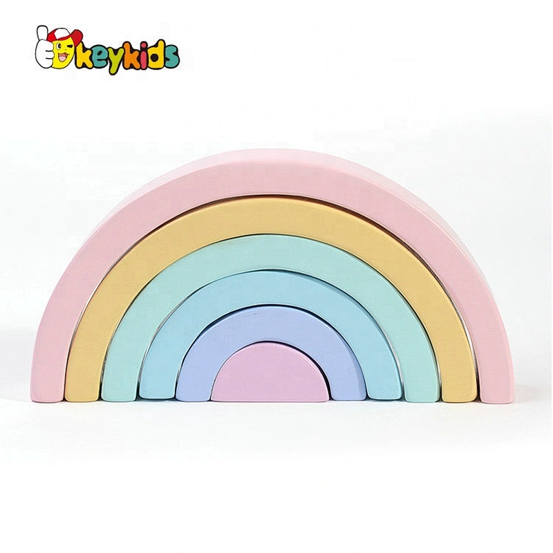 2019 High quality 12 PCS stackable wooden rainbow game for children W13D231
