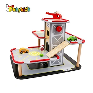 New arrival educational play set wooden parking garage toy for children W04B076