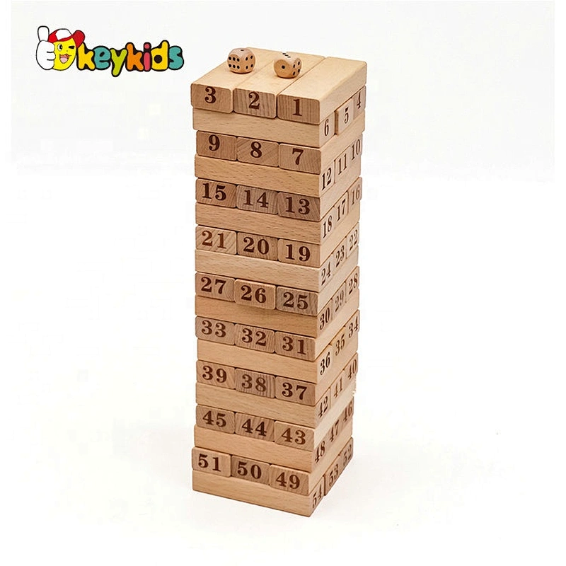 Classic kids educational wooden tumbling tower game with number W13D213