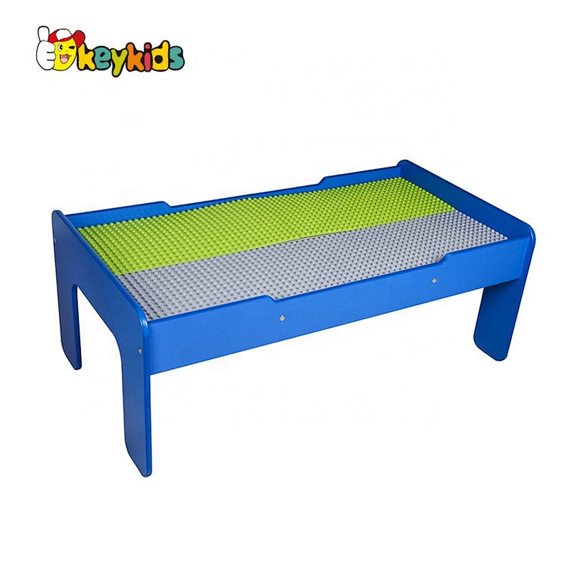 High quality children wooden train activity table with blocks playing W04C182