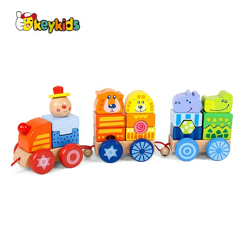 Newest early educational wooden push and pull along toys for kids W05C148