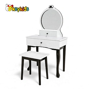Customize white wooden little girls vanity table with Mirror & Stool W08H140D
