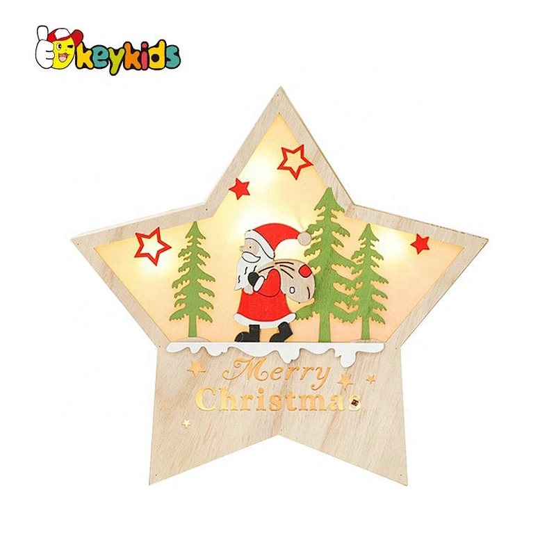 High quality christmas wooden light up star for decorations W09D086