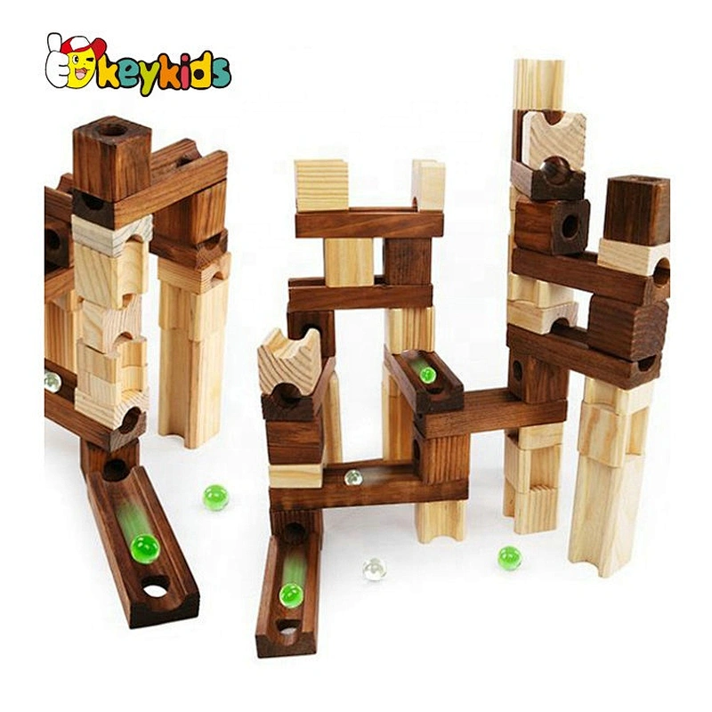 2020 wholesale 60 PCS educational wooden marble run toy for children W04E102