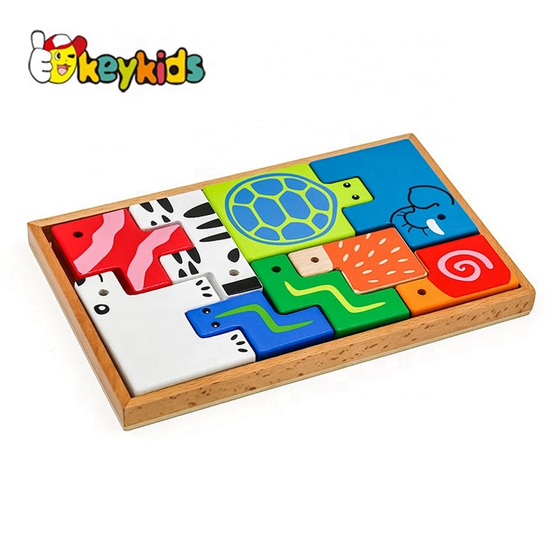 New hottest colorful animals wood block puzzle for children W14A189
