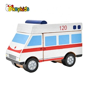 2020 New design red wooden small fire truck toy for kids W04A459
