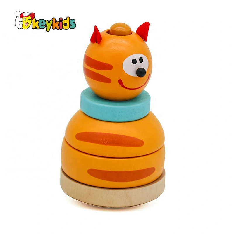 New Released Cartoon Animal Stackable Wooden Toys For Wholesale W13D067